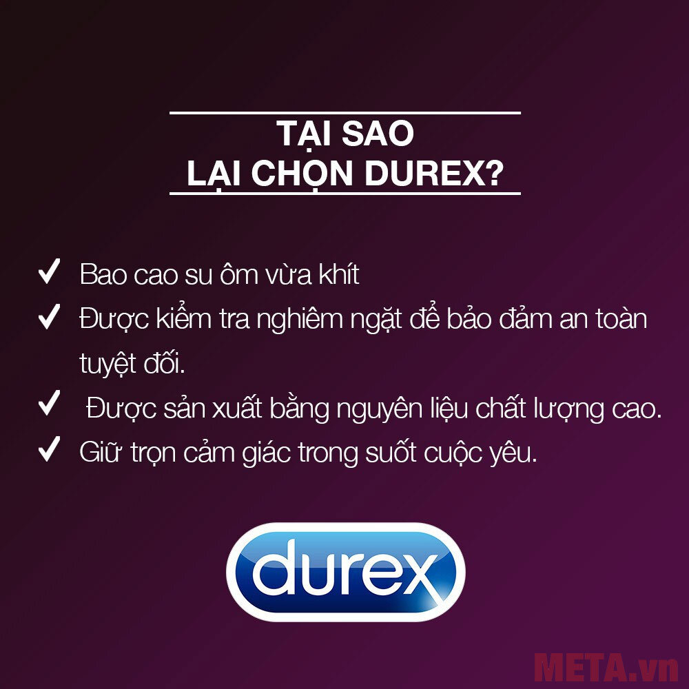 Bao cao su kéo dài thời gian quan hệ Durex Performa (hộp 12 chiếc)