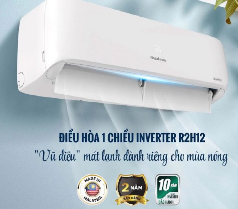 Điều hòa Nagakawa Inverter 12000 BTU 1 chiều NIS-C12R2H12 gas R-32 2 Điều hòa Nagakawa 12000 BTU 1 chiều Inverter NIS-C12R2H12 gas R-32