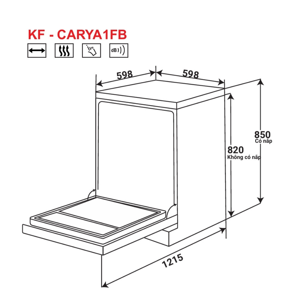 Bản vẽ kỹ thuật máy rửa chén độc lập KAFF KF - CARYA1FB