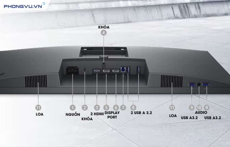 Hỗ trợ nhiều cổng kết nối phổ biến, màn hình Dell C2723H có độ sáng hiển thị 250 cd/m2