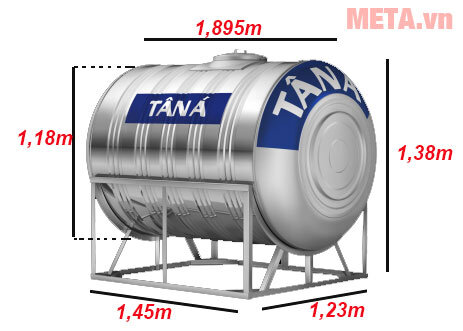 Bồn nước inox Tân Á ngang TA2000 (Ф1180) - 2000L Bồn nước inox Tân Á ngang TA2000 (Ф1180) - 2000L