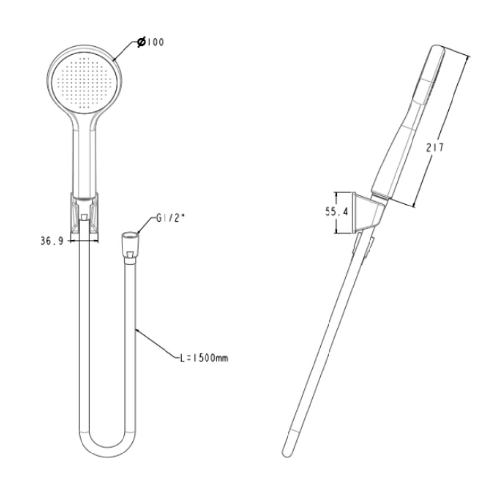 Bản vẽ kỹ thuật bộ tay sen tắm và gác sen American Standard FFASS506
