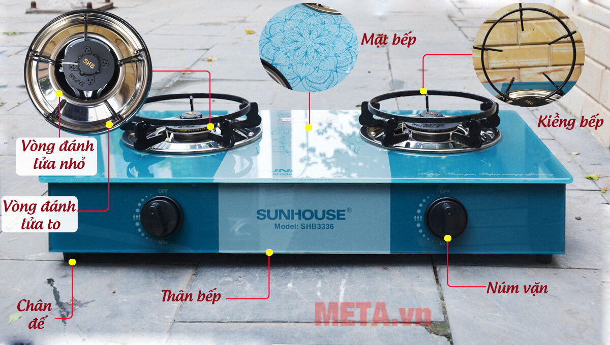 Bếp gas dương kính cao cấp Sunhouse SHB3336 Bếp gas dương kính cao cấp Sunhouse SHB3336