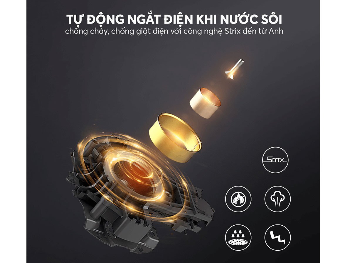 Ấm siêu tốc Elmich sẽ tự động ngắt điện khi nước sôi Ấm siêu tốc Elmich