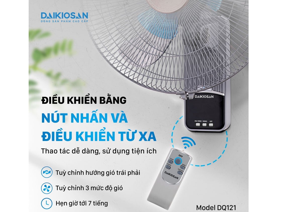 Quạt treo tường Daikiosan có remote Quạt treo tường Daikiosan