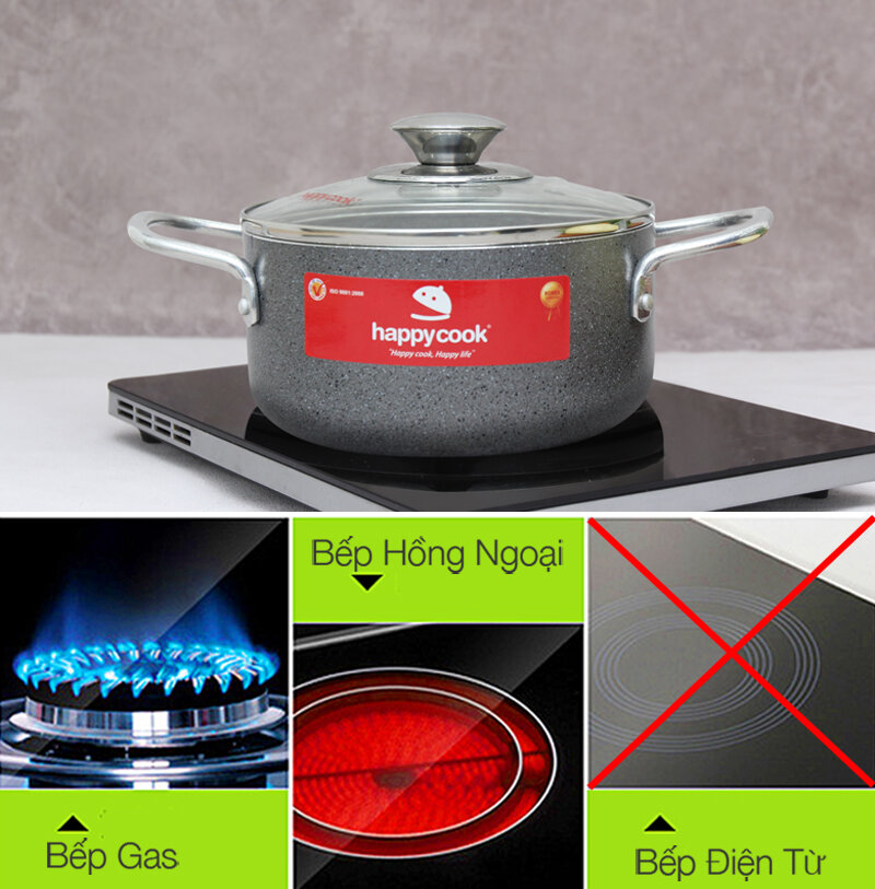 Nồi nhôm chống dính 16 cm Happycook N16-WA Nồi nhôm chống dính 16 cm Happycook N16-WA