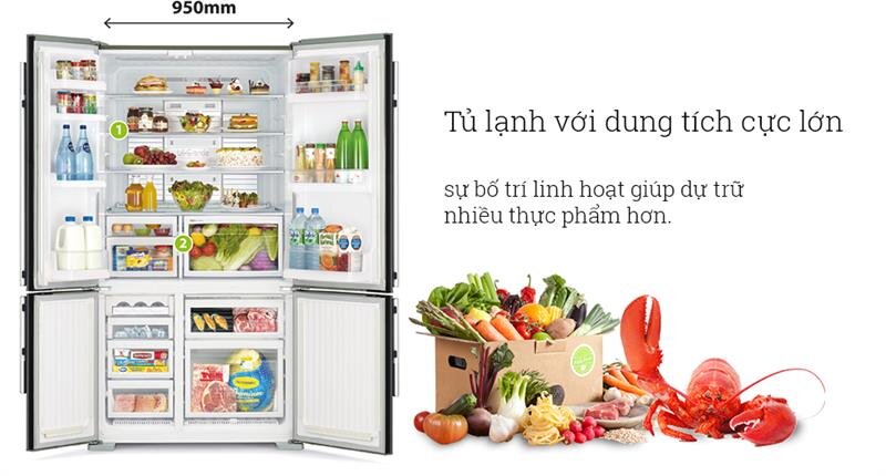 Tủ lạnh 4 cánh Mitsubishi MR-L78EH-BRW-V Inverter - 635L