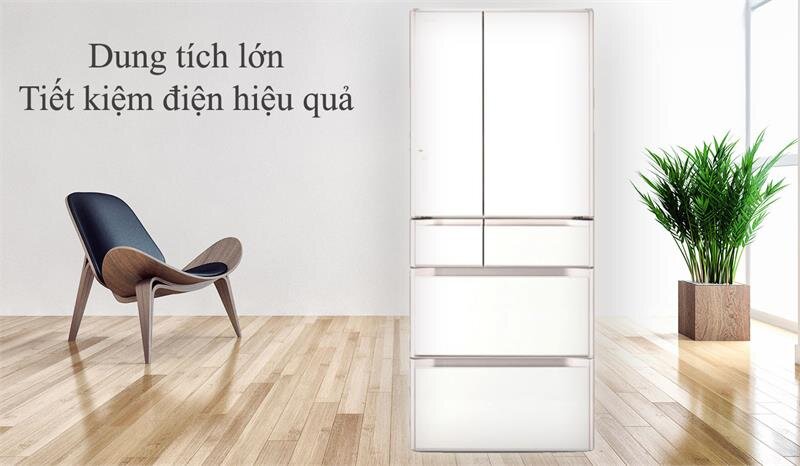Tủ lạnh 6 cánh Hitachi E6200V (XW) 657 Lít (Mặt gương màu trắng)