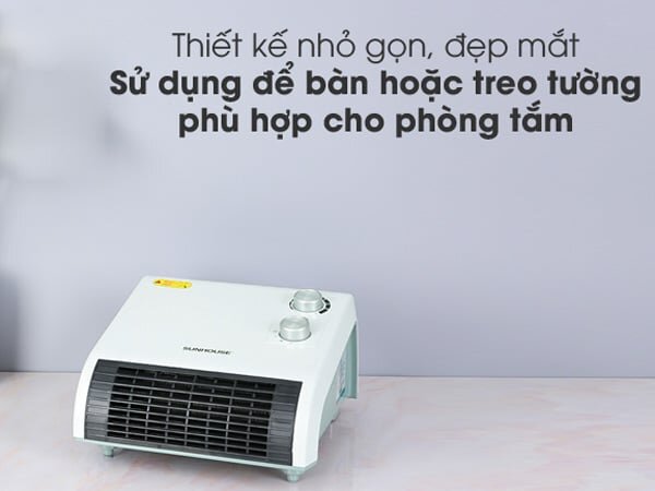 Quạt sưởi phòng tắm Sunhouse SHD3816W có thể đặt bàn hoặc treo tường