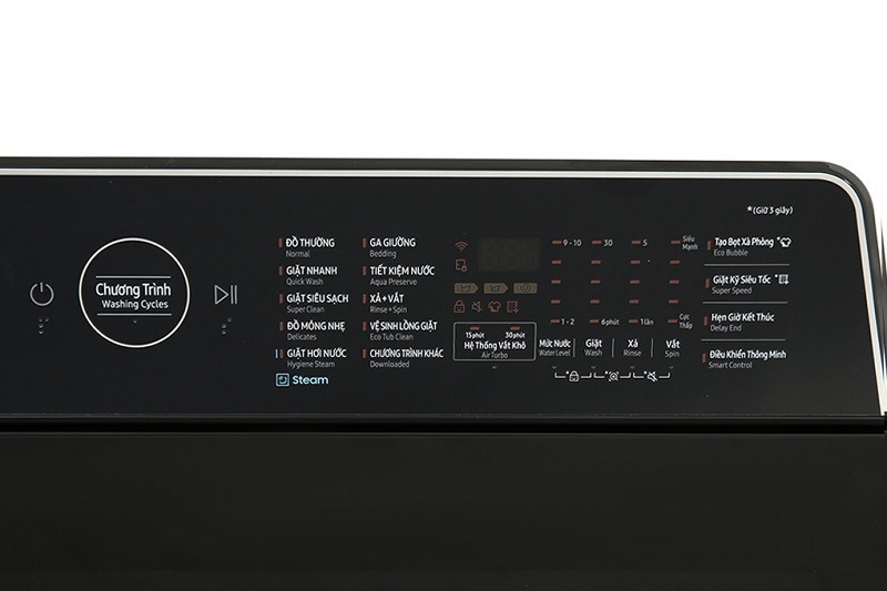 Máy giặt Samsung Inverter 14 kg WA14CG5886BVSV bảng điều khiển