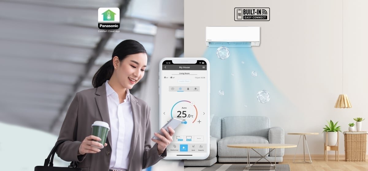 Điều hòa Panasonic Inverter CU/CS-RU18AKH-8B có thể kết nối và điều khiển điều hòa không khí mọi lúc mọi nơi 