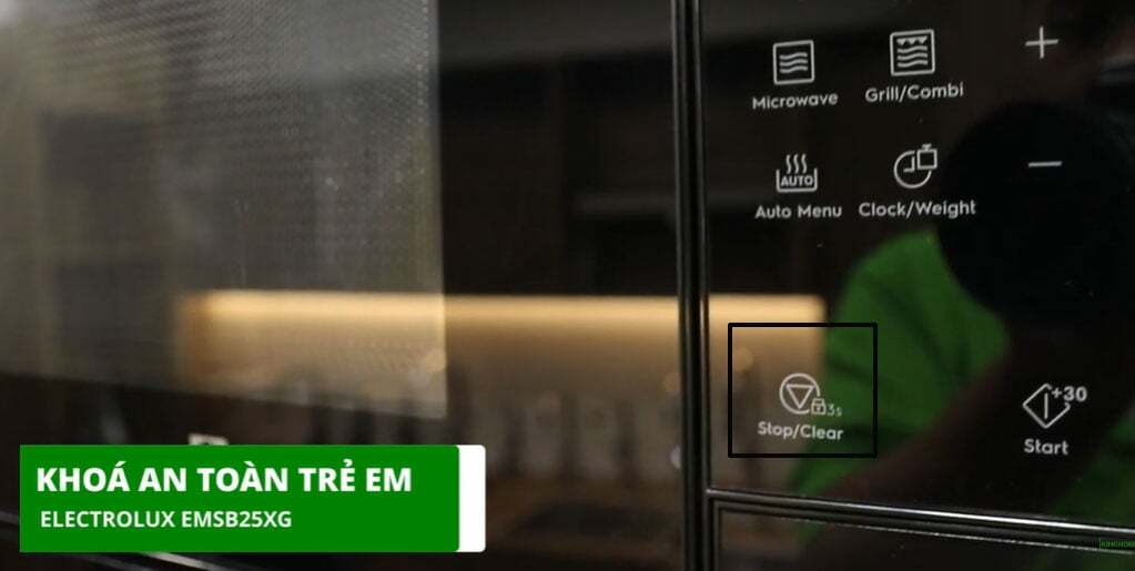 Electrolux EMSB25XG có chức năng khóa trẻ em tiện ích Electrolux EMSB25XG có chức năng khóa trẻ em tiện ích