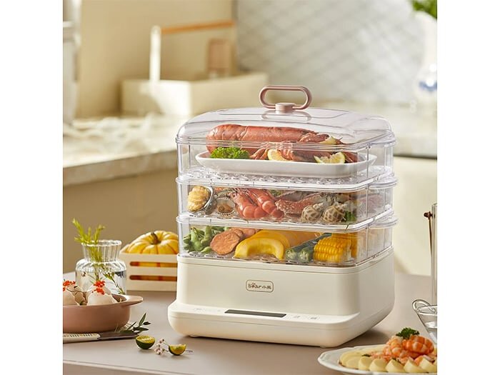 Nồi hấp có chức năng hẹn giờ tiện lợi Nồi hấp có chức năng hẹn giờ tiện lợi