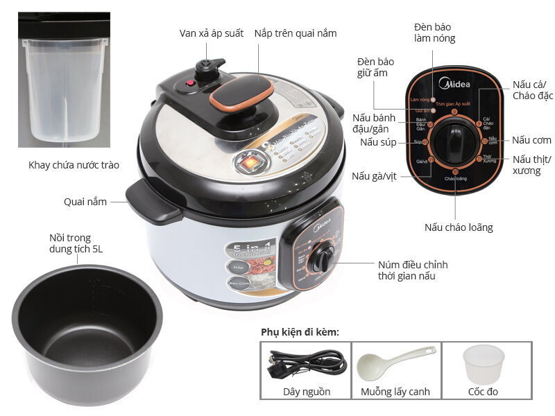 Nồi áp suất điện Midea MY-12CH502A 5.0 lít