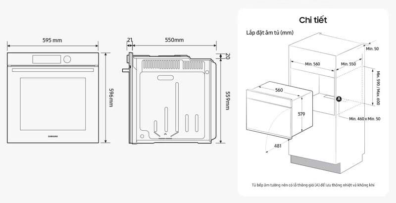 Tổng quan lò nướng âm tủ Samsung NV7B41201AS/SV Tổng quan lò nướng âm tủ Samsung NV7B41201AS/SV