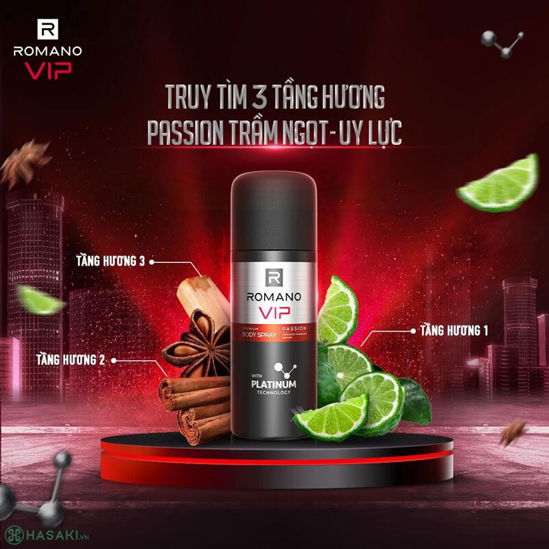 Xịt Khử Mùi Romano Vip Hương Passion 150ml
