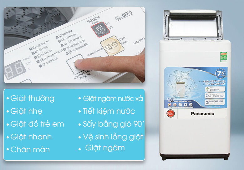 10 chương trình giặt đa dạng