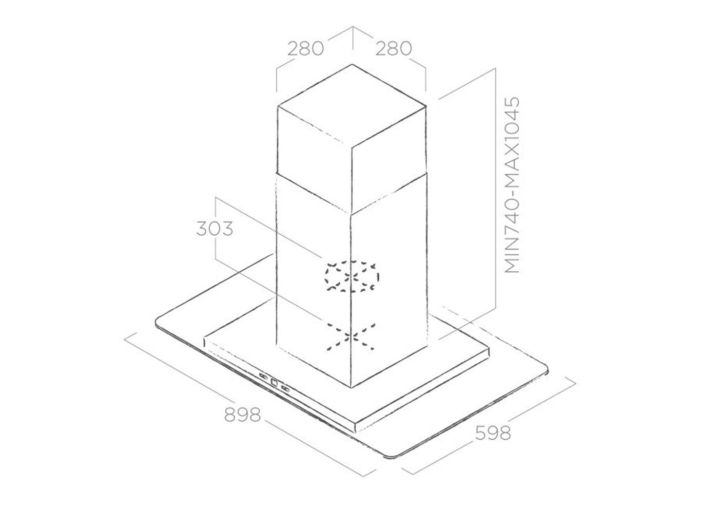 Bản vẽ kỹ thuật máy hút mùi đảo ELICA TRIBE ISLAND IX/A/90X60