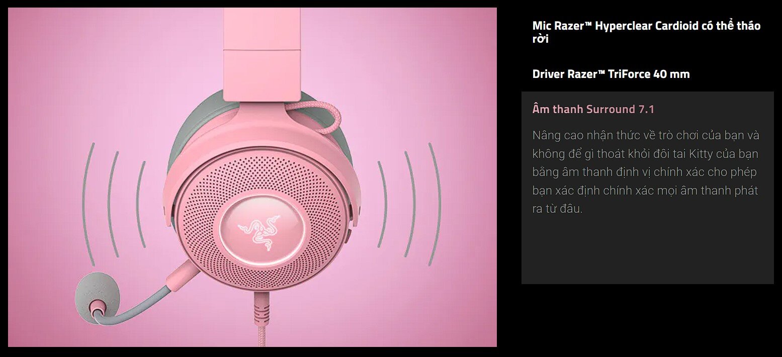 Tai nghe gaming có dây Razer Kraken Kitty V2 Pink _ RZ04-04730200-R3M1