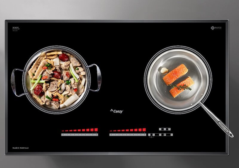 Thiết kế và chất liệu bếp từ đôi Canzy CZ ML809 Smart