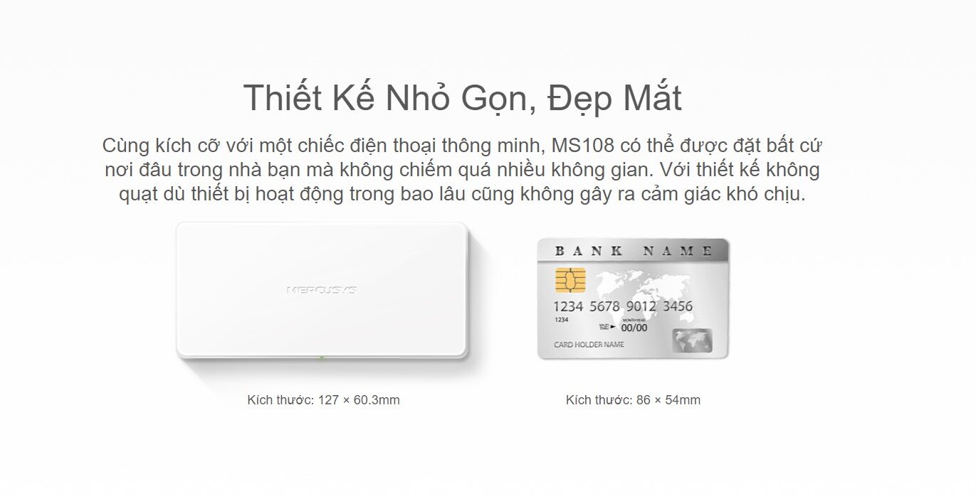 Switch Chia Mạng Mercusys MS108 (8 Cổng 10/100Mbps vỏ nhựa) 