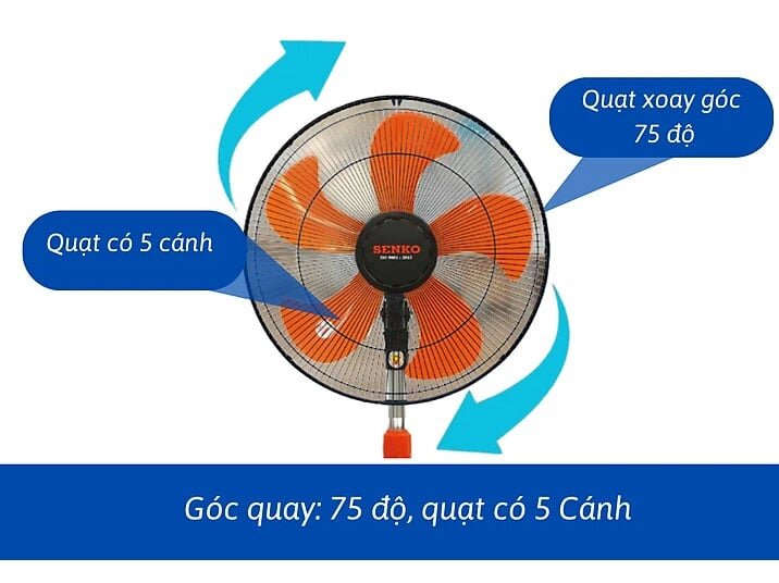 Quạt đứng Senko DCN1807 có 5 cánh quạt lớn, tạo luồng gió mạnh Quạt đứng Senko DCN1807 có 5 cánh quạt lớn, tạo luồng gió mạnh