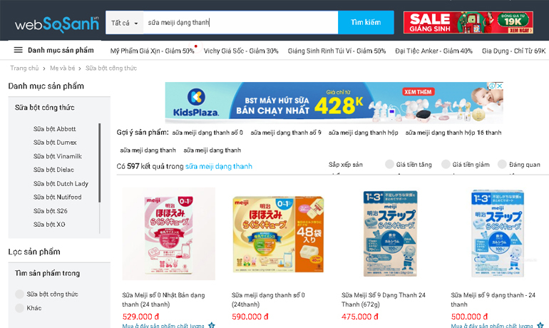 Giá sữa Meiji dạng thanh các loại bao nhiêu tiền?