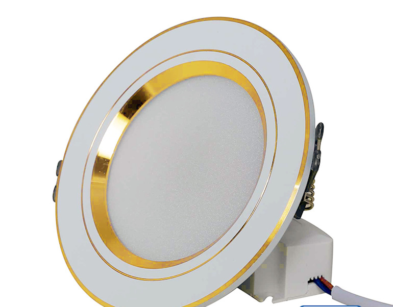 Đèn LED âm trần Rạng Đông viền vàng 7W 3 màu