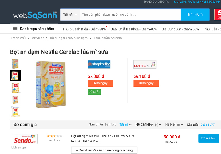 Giá bột ăn dặm Nestle bao nhiêu tiền?