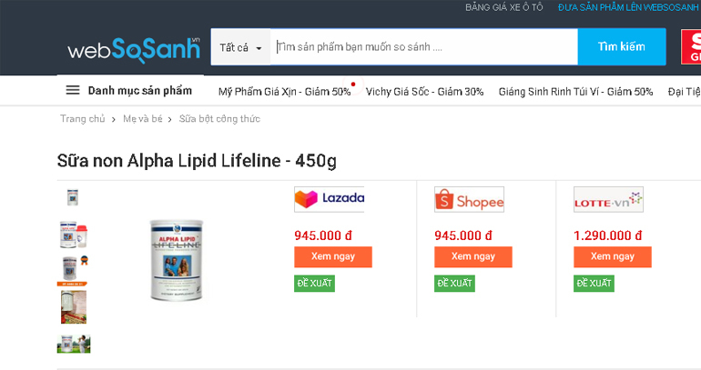Giá sữa non Alpha Lipid bao nhiêu tiền?