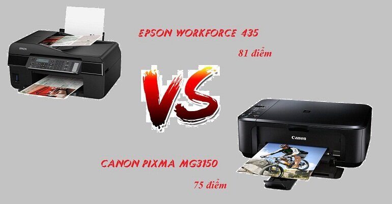 Điểm đánh giá của máy in Epson WorkForce 435 và máy in Canon Pixma MG3150