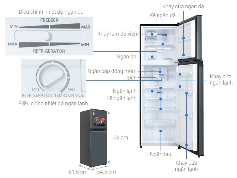 Tủ lạnh Toshiba Inverter 253 lít GR-RT329WE-PMV(52)