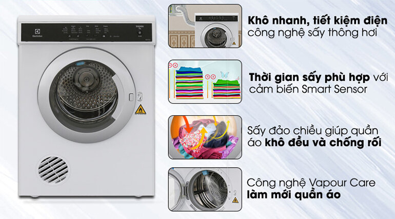 máy sấy quần áo Electrolux 7.5kg EDS755