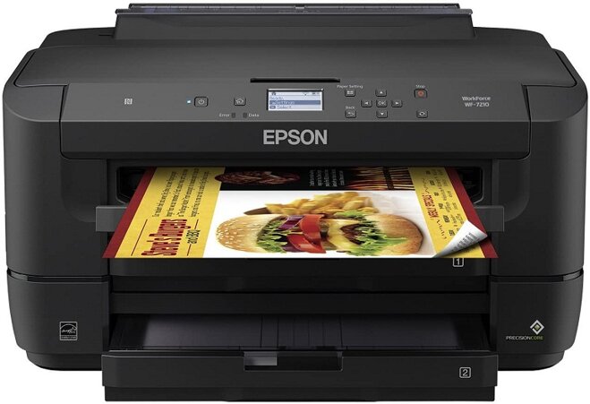 Máy in Epson WorkForce WF-7210DTW có thể in một loạt ảnh khổ A3 đầy đủ ở độ nét cao nhất.