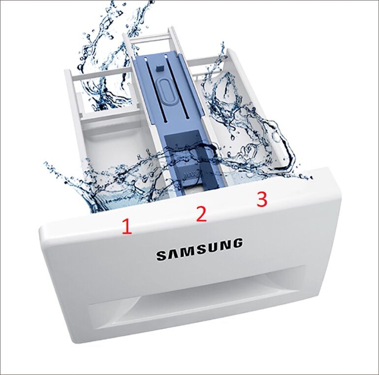 ngăn chứa nước xả của máy giặt Samsung cửa trên