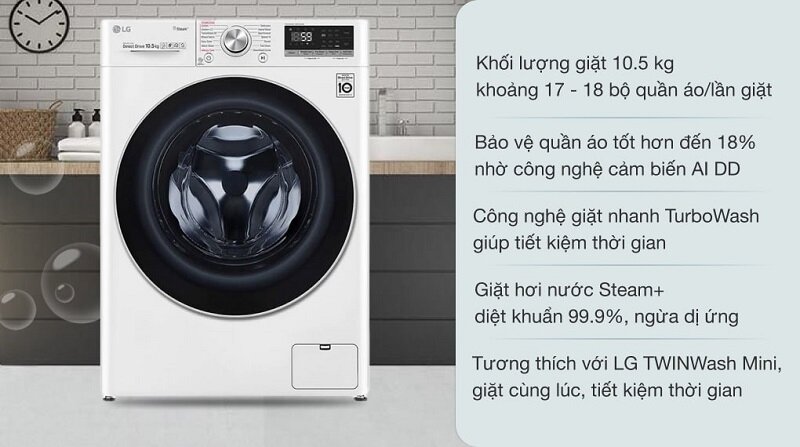 Máy giặt lồng ngang LG 10,5kg