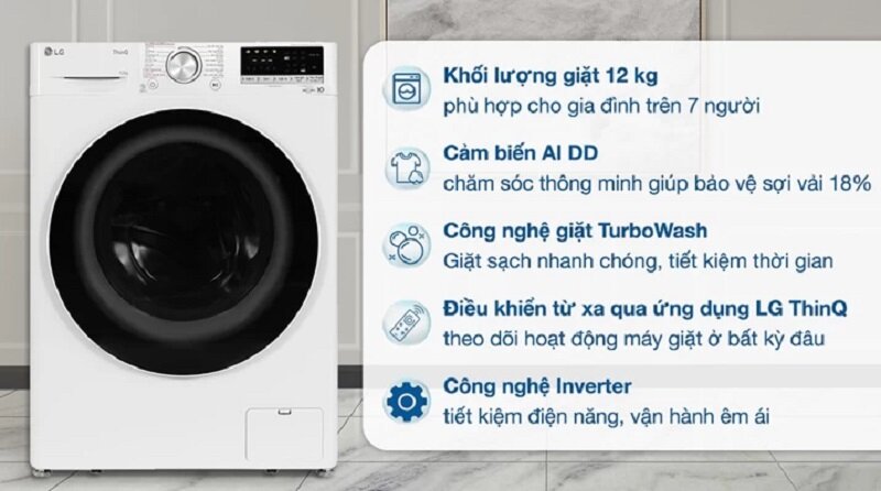 TOP 6 máy giặt LG 12kg chất lượng đáng mua năm 2025