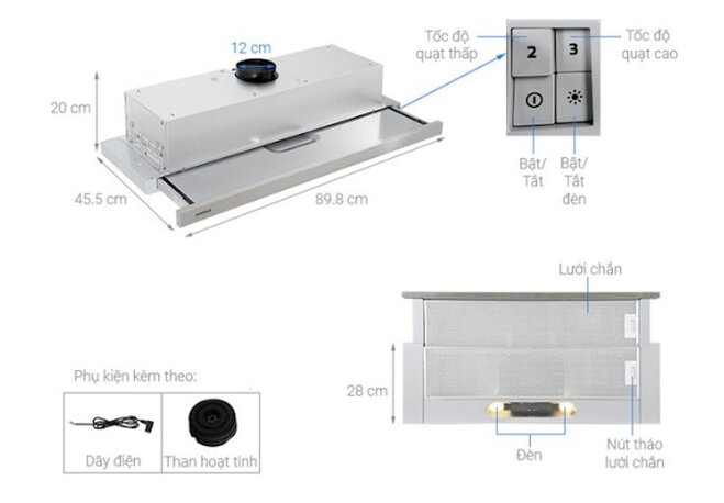 Máy hút mùi âm tủ Hafele HH-TI90D