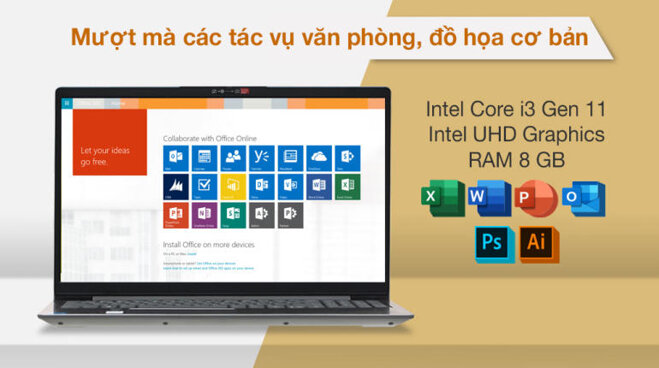 Đa nhiệm mượt mà với bộ vi xử lý Intel Gen 11