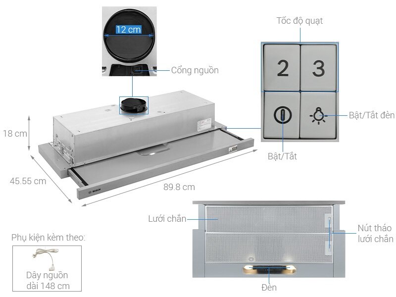 Khám phá máy hút mùi Bosch DFT93AC50: Hiệu quả, sang trọng và tiện lợi