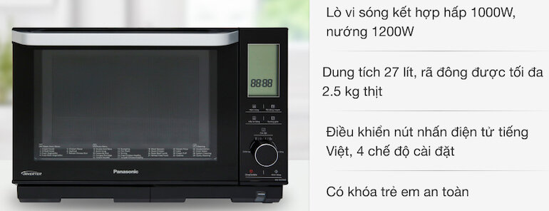 Lò vi sóng hơi nước Panasonic NN-DS596BYUE không cần sử dụng đĩa quay