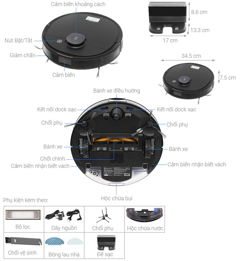 Robot hút bụi lau nhà Ecovacs T8 Aivi có thể lưu trữ nhiều loại bản đồ 