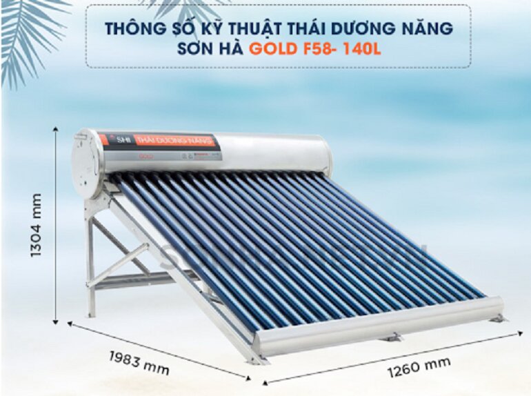 Khám phá máy nước nóng năng lượng mặt trời Sơn Hà Gold 140l F58
