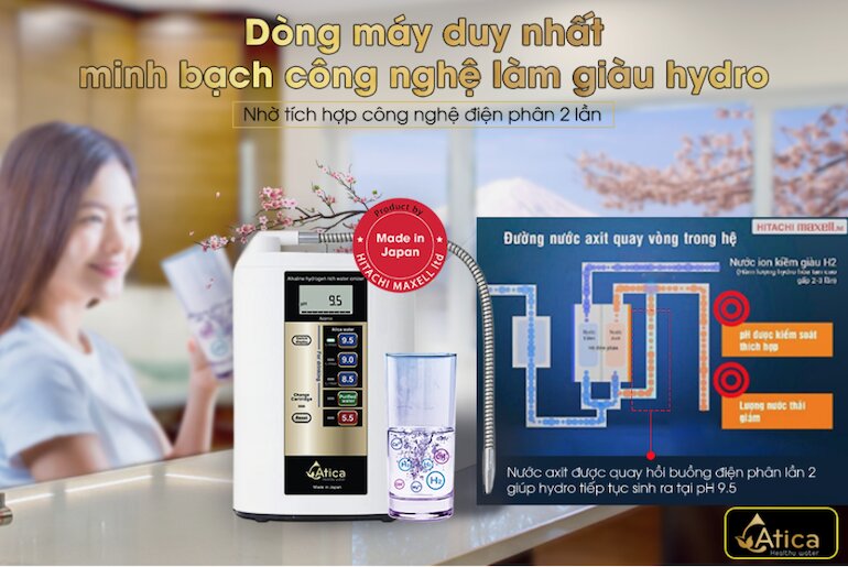 Máy lọc nước ion kiềm giàu hydro Atica 