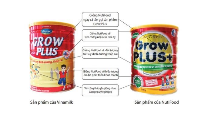 thiết kế, bao bì sữa bột Grow Plus của Vinamilk và Nutifood