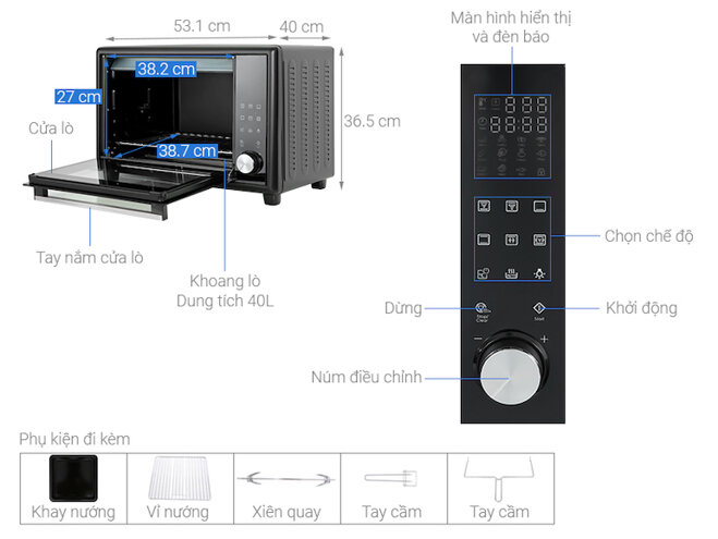 Hiệu năng vận hành siêu tốt của lò nướng Electrolux EOT40DBD