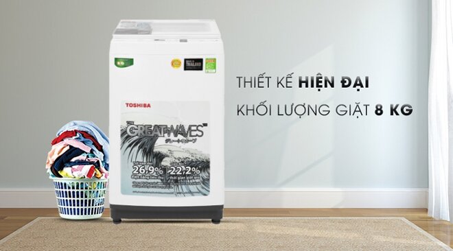 Máy giặt Toshiba cửa trên 8 kg AW-K900DV 