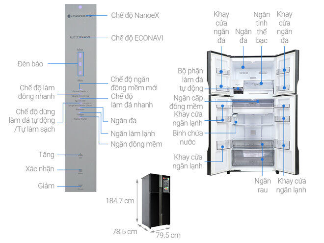 Tủ lạnh 4 cánh Panasonic NR-DZ601YGKV 550l