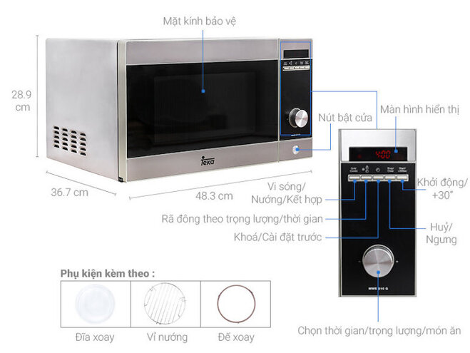 Các tính năng điều khiển của lò vi sóng Teka MWE 210G