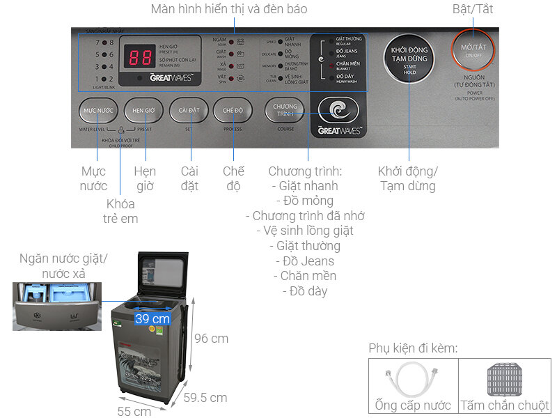 máy giặt Toshiba cửa trên